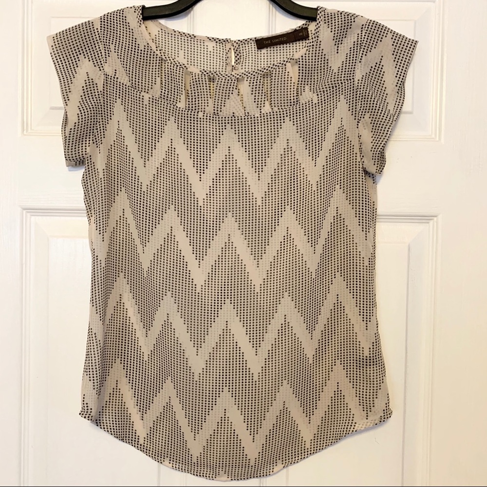 The Limited Cream and Black Chevron Blouse